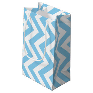 Baby Blue und White Large Size Vertikal Zickzack Kleine Geschenktüte