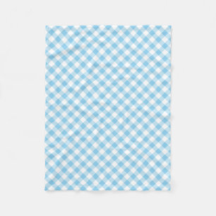 Baby Blue und White Medium Diagonal Gingham Karos Fleecedecke
