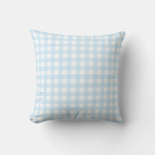Baby Blue und White Medium Gingham Karo Muster. Kissen
