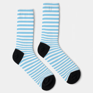 Baby Blue und White Medium Horiz. Streifen Socken