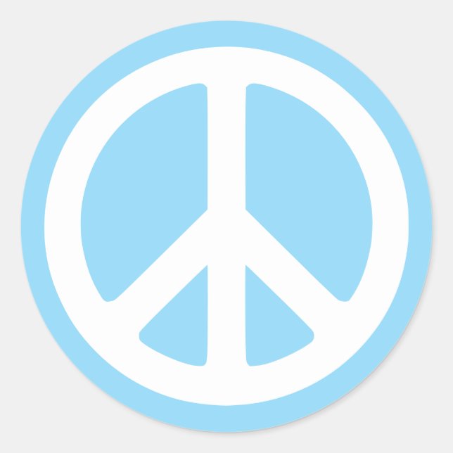 Baby Blue und White Peace Symbol Runder Aufkleber (Vorderseite)