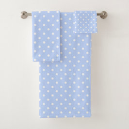 Baby Blue und White Polka Dots Badhandtuch Set