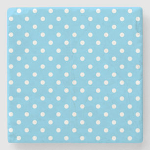 Baby Blue und White Polka Dots Square Untersetzer