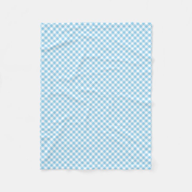 Baby Blue und White Small Diagonal Gingham Karos Fleecedecke (Vorderseite)