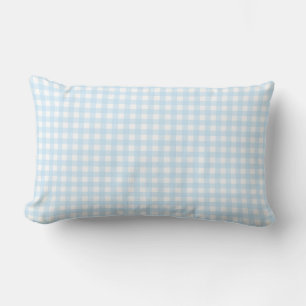 Baby Blue und White Small Gingham Karo Pattern. Lendenkissen