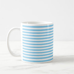 Baby Blue und White Small Horiz. Streifenmuster Kaffeetasse