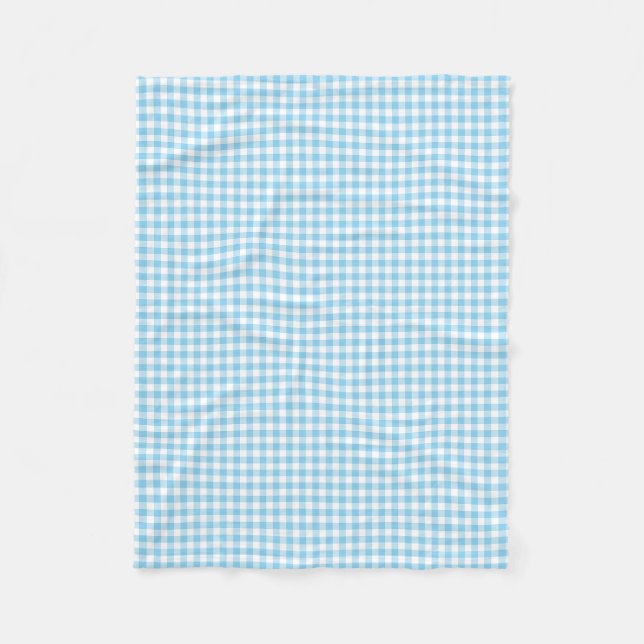 Baby Blue und White Small Size Gingham Karos Fleecedecke (Vorderseite)