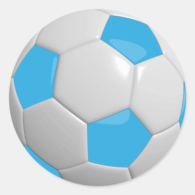 Baby Blue und White Soccer Ball Runder Aufkleber (Vorderseite)