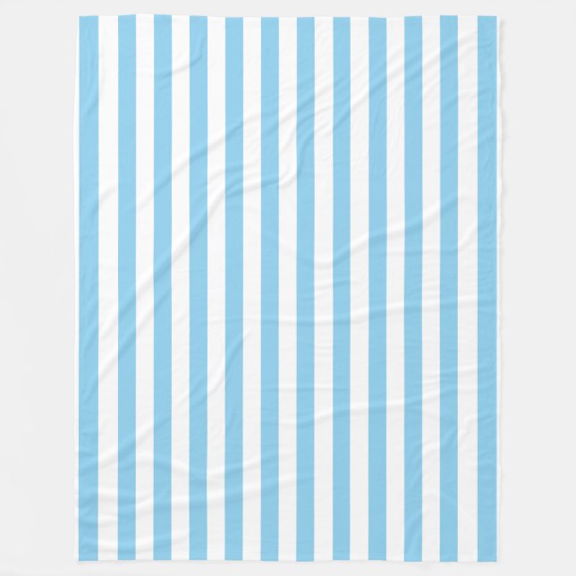 Baby Blue und White Stripes Fleece Blanket (Vorderseite)
