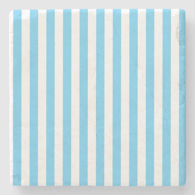 Baby Blue und White, Stripes Square Untersetzer (Vorderseite)
