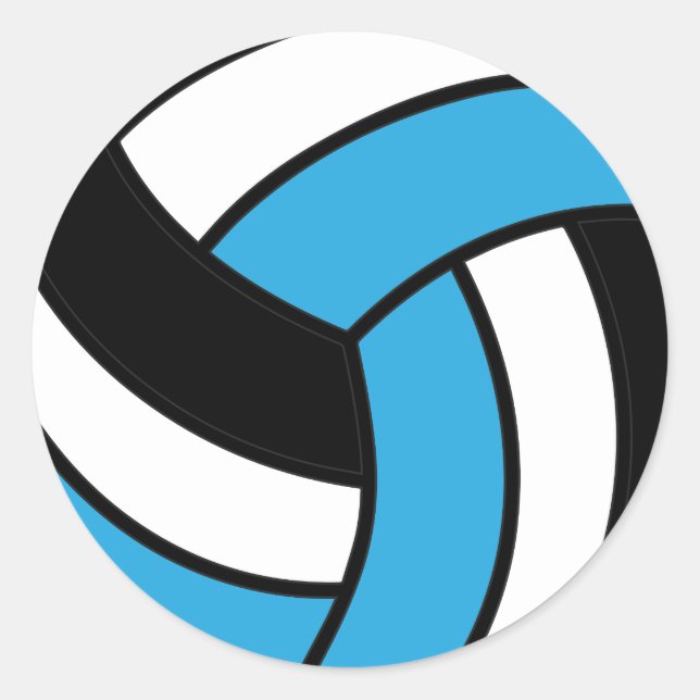 Baby Blue und White Volleyball Runder Aufkleber (Vorderseite)