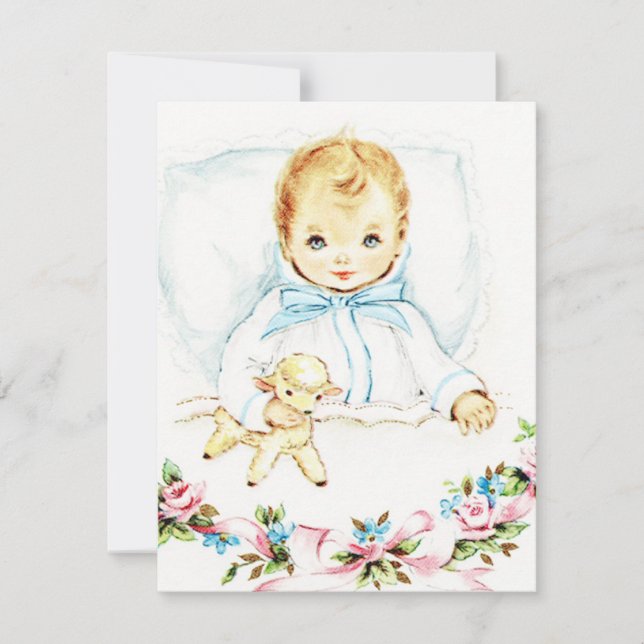 Baby Blue Vintag Baby Boy Dusche Einladung (Vorderseite)