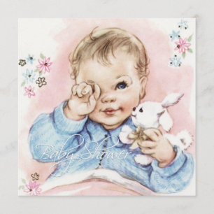 Baby Blue Vintage Baby Boy Shower Einladung