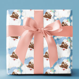 Baby Blue Vintage Schwarzer Weihnachtsmann Weihnac Geschenkpapier