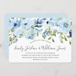 Baby Blue Watercolor Blume Winterhochzeit Einladung