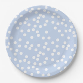 Baby Blue & White Confetti / Punkte Pappteller