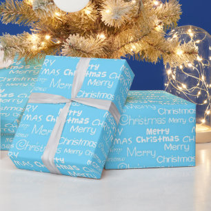 Baby Blue & White Festival Frohe Weihnachten Geschenkpapier