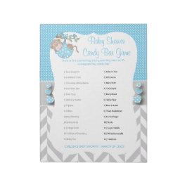 Baby Blue, White & Gray Monkey Baby Dusche - Spiel Notizblock