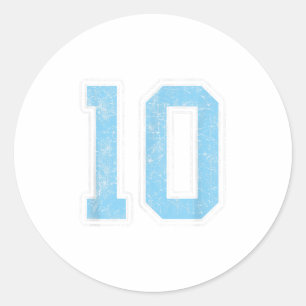 Baby Blue White Number 10 Jersey Player Uniform #1 Runder Aufkleber