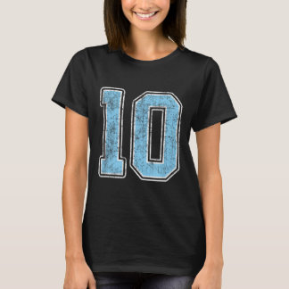 Baby Blue White Number 10 Jersey Player Uniform #1 T-Shirt