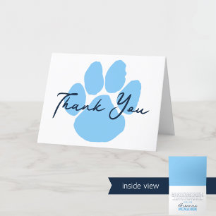 Baby Blue & White Paw Abschluss Falten Dankeskarte