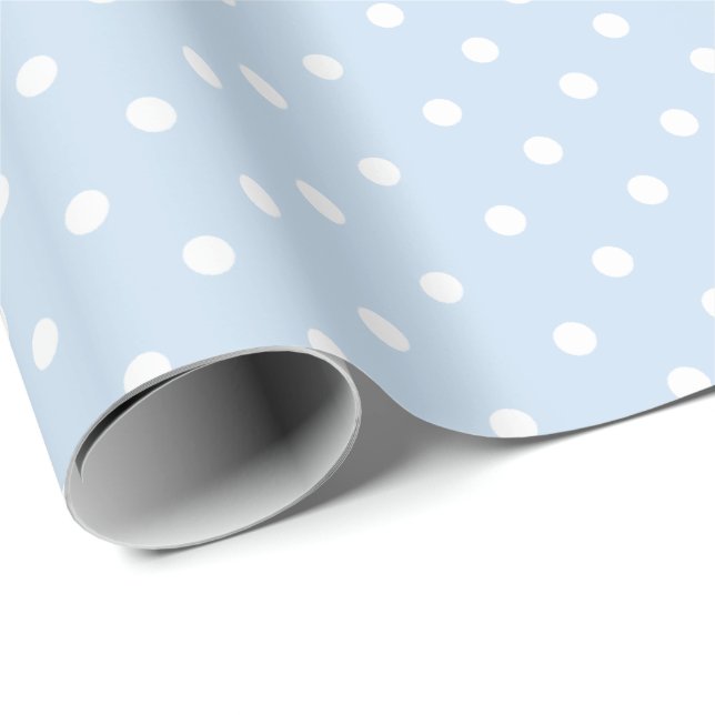 Baby Blue | White Polka Dot Wrapping Paper Geschenkpapier (Rolleneckpunkt)