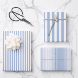 Baby Blue & White Streifen Geschenkpapier Set
