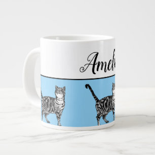 Baby Blue White Tabby Cats Whimsical Art Tasse