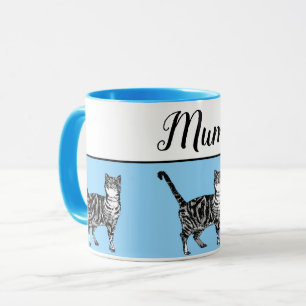 Baby Blue White Tabby Katzen Whimsical Mum Tasse