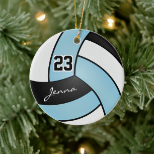 Baby Blue, White und Black 🏐 Volleyball Keramik Ornament
