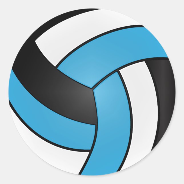 Baby Blue, White und Black Volleyball Runder Aufkleber (Vorderseite)