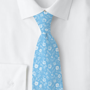 Baby Blue Winzige Blumen Krawatte
