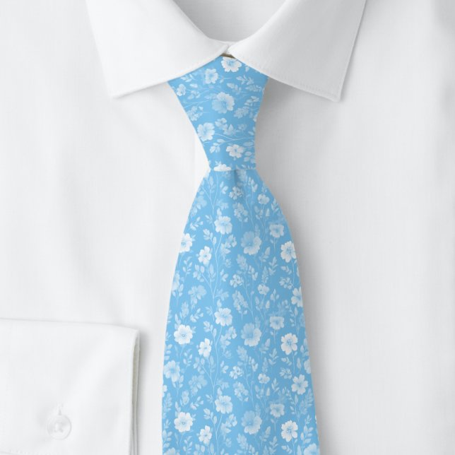 Baby Blue Winzige Blumen Krawatte (Von Creator hochgeladen)