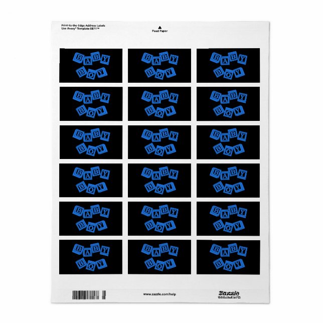 Baby Blue Wood Alphabet Cube Blocks Adressaufkleber (Vorne)