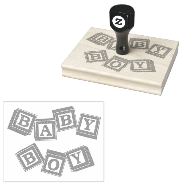 Baby Blue Wood Alphabet Cube Blocks Gummistempel (Stempel)