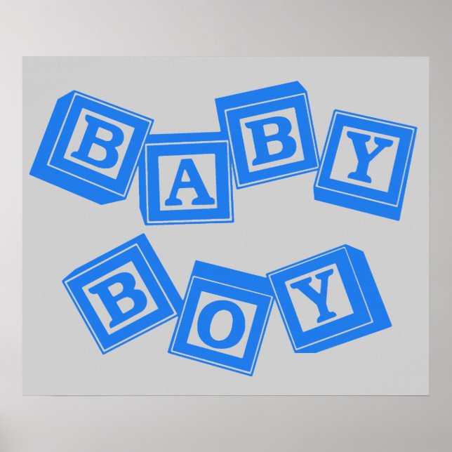 Baby Blue Wood Alphabet Cube Blocks Poster (Vorne)