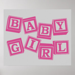Baby Blue Wood Alphabet Cube Blocks Poster