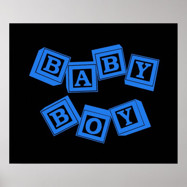 Baby Blue Wood Alphabet Cube Blocks Poster (Vorne)