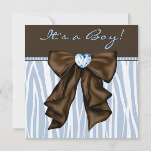 Baby Blue Zebra Braun Baby Boy Shower Einladung