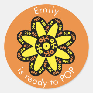 Baby-Blumen-Icon Ready to POP Runder Aufkleber