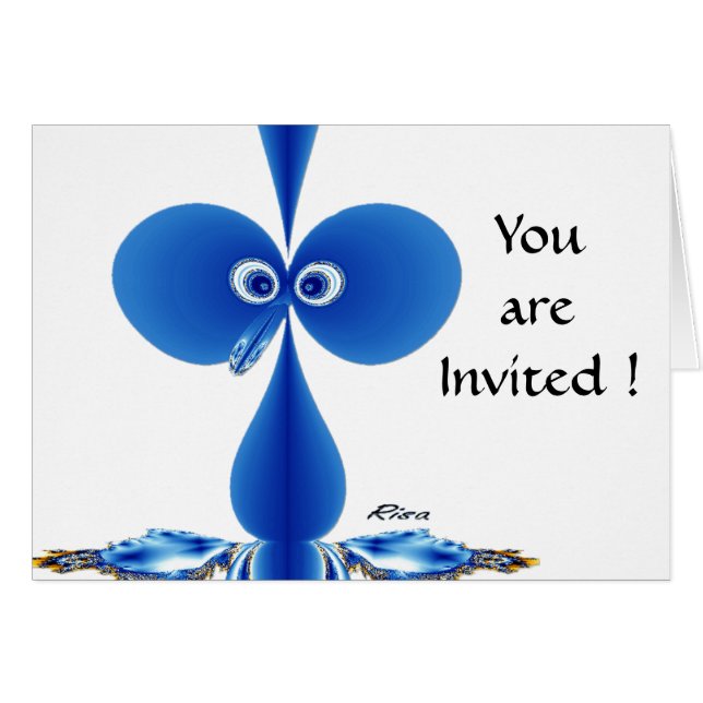 Baby Bo-by Bird Blue Geburtstagskarte (Vorderseite (Horizontal))