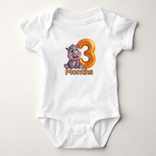 Baby-Body – 3 Monate mit süßem Nilpferd Baby Strampler