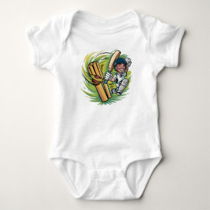 Baby Body Anzug Cricketer mit Fledermaus, Ball und Strampler