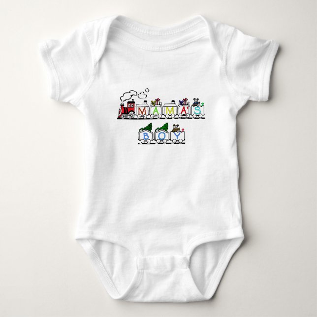 Baby Body Anzug: Mama's Boy Strampler (Vorderseite)