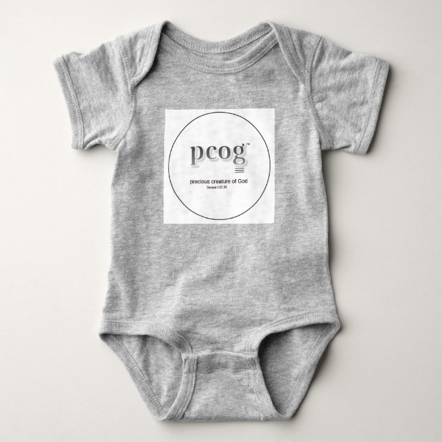 Baby-Body "PCOG" mit Schriftzug und Herz Baby Strampler (Vorderseite)