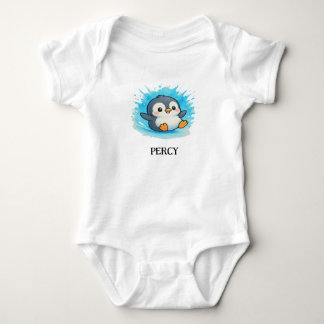 Baby-Body – Percy Penguin Namens-Outfit Baby Strampler