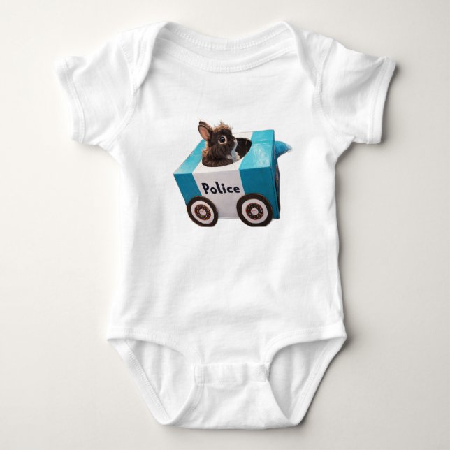 Baby Body Suit- Police Car Bunny Cute Baby Strampler (Vorderseite)