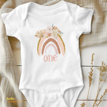 Baby Bodysuit A First Birthday, Boho Raimbow