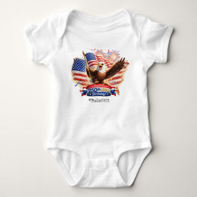 baby bodysuit Blessed Happy 250th Birthday USA! Baby Strampler (Vorderseite)