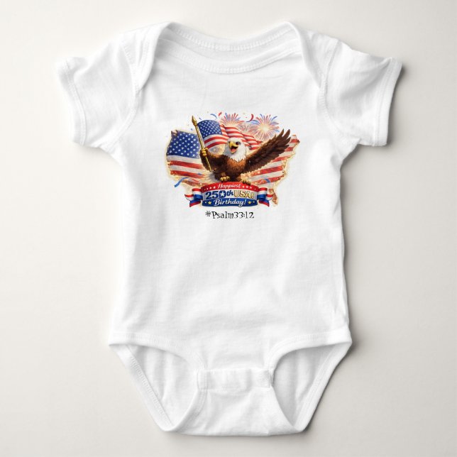baby bodysuit Blessed Happy 250th Birthday USA! Strampler (Vorderseite)